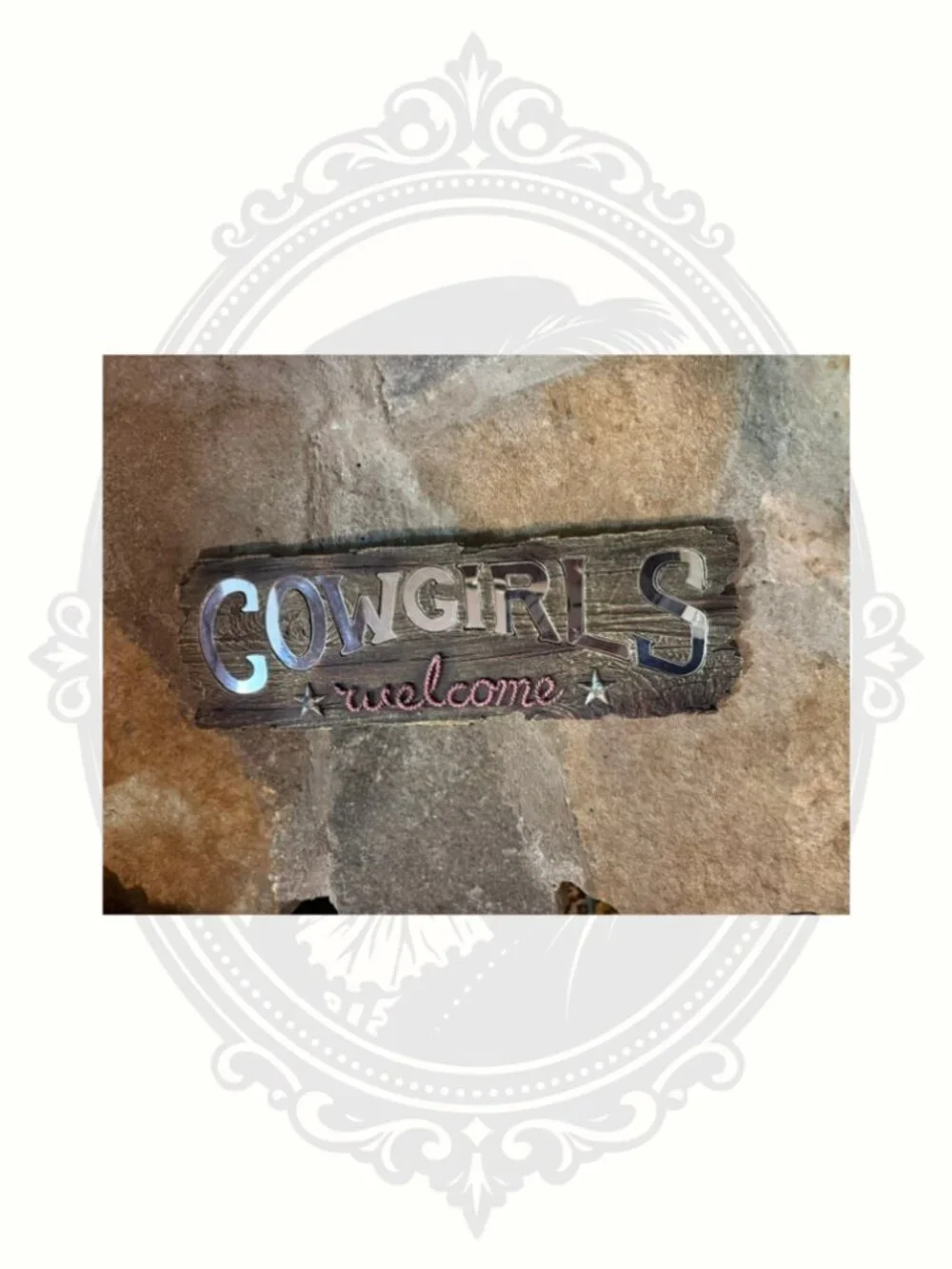 Cowgirls Welcome Mirror Wall Sign Rustic Western Farmhouse Country Decor